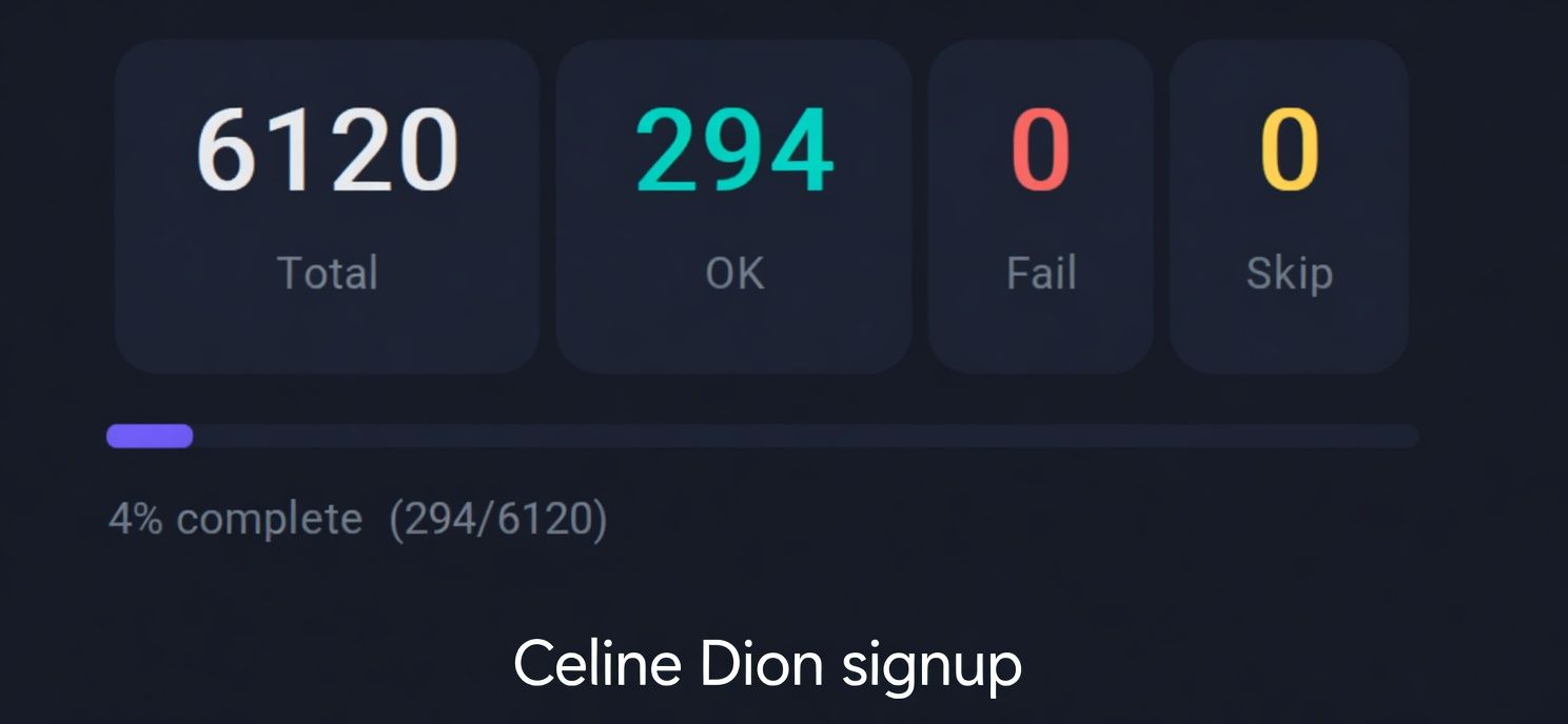 Event-registration interface showing progress through the workflow.