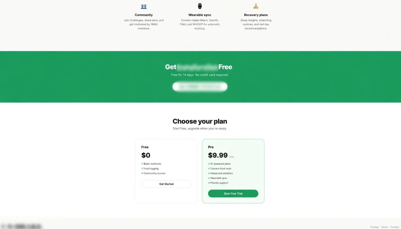 Fitness-product landing page from the personal project portfolio.